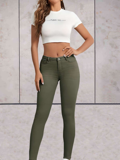 Mila - High-waisted nauwsluitende denim jeans enkel lengte