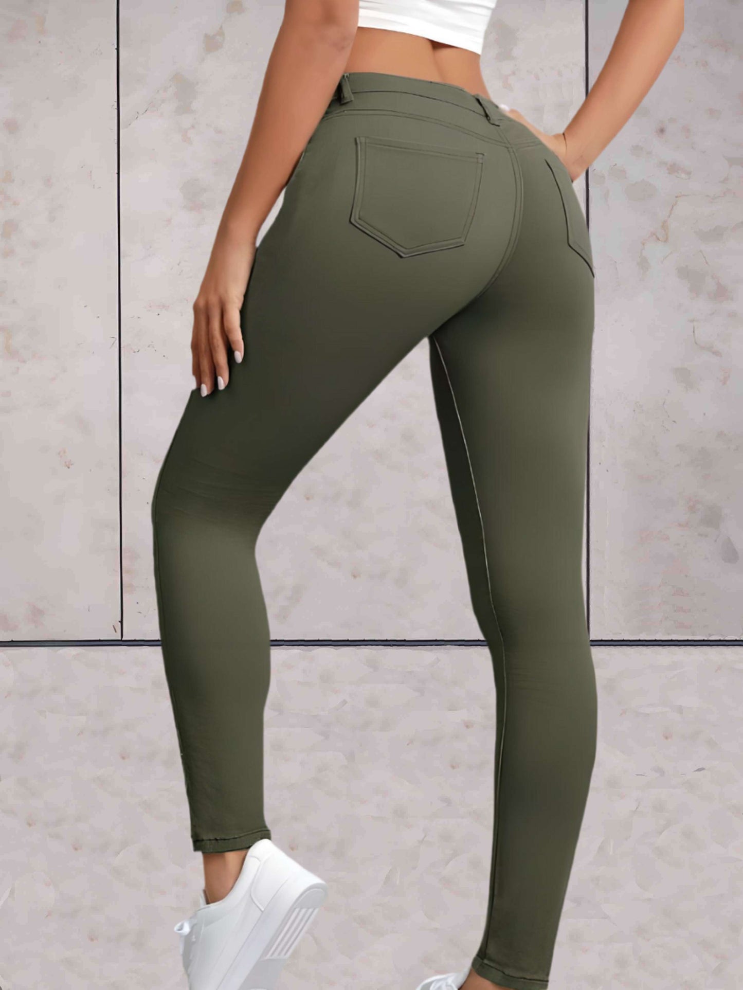 Mila - High-waisted nauwsluitende denim jeans enkel lengte