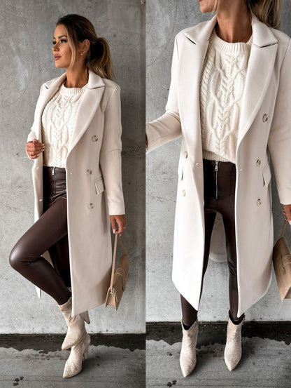 Claire Trenchcoat | Elegante lange double breasted damesjas voor de lente