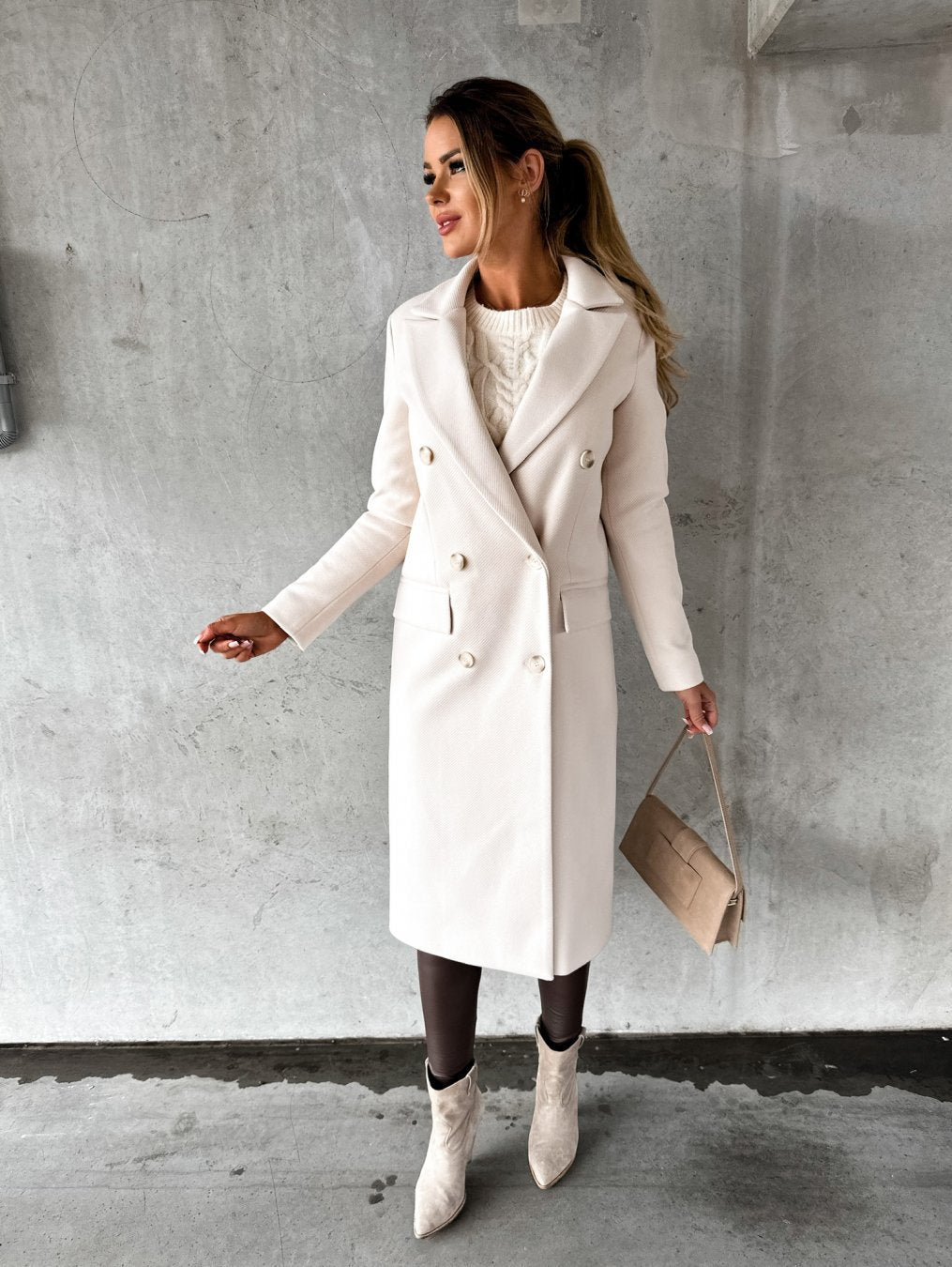 Claire Trenchcoat | Elegante lange double breasted damesjas voor de lente