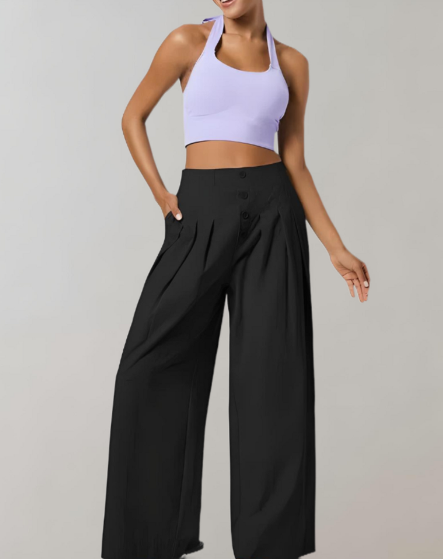 Broek met knoopsluiting en zakken voor dames