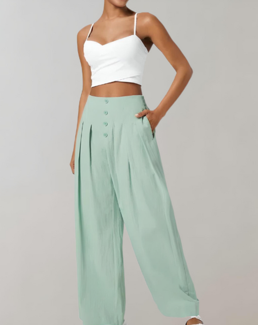 Broek met knoopsluiting en zakken voor dames