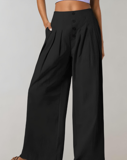 Broek met knoopsluiting en zakken voor dames