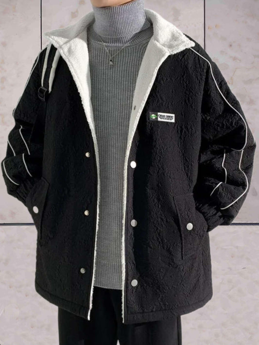 Nathan - warm 2-kleurig fleecejack met zakken en knoopsluiting