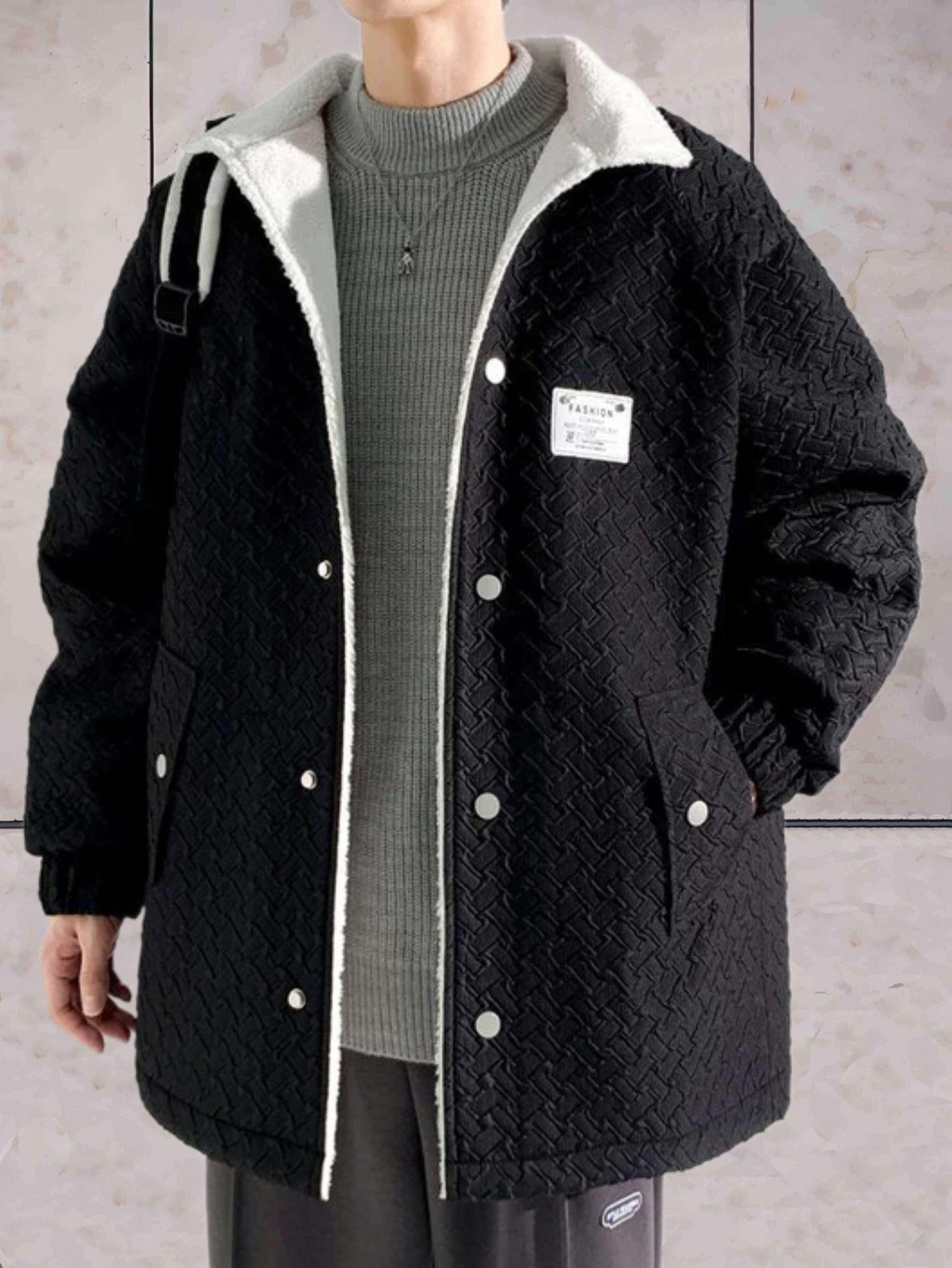 Nicholas - dik en warm gewatteerd fleecejack met zakken en knoopsluiting