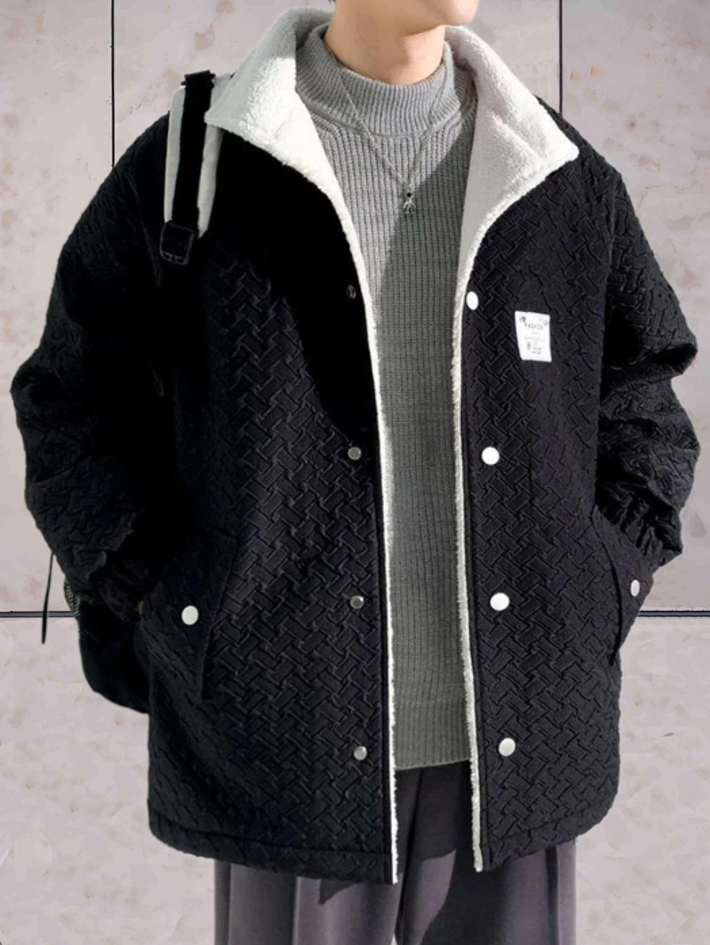 Nicholas - dik en warm gewatteerd fleecejack met zakken en knoopsluiting