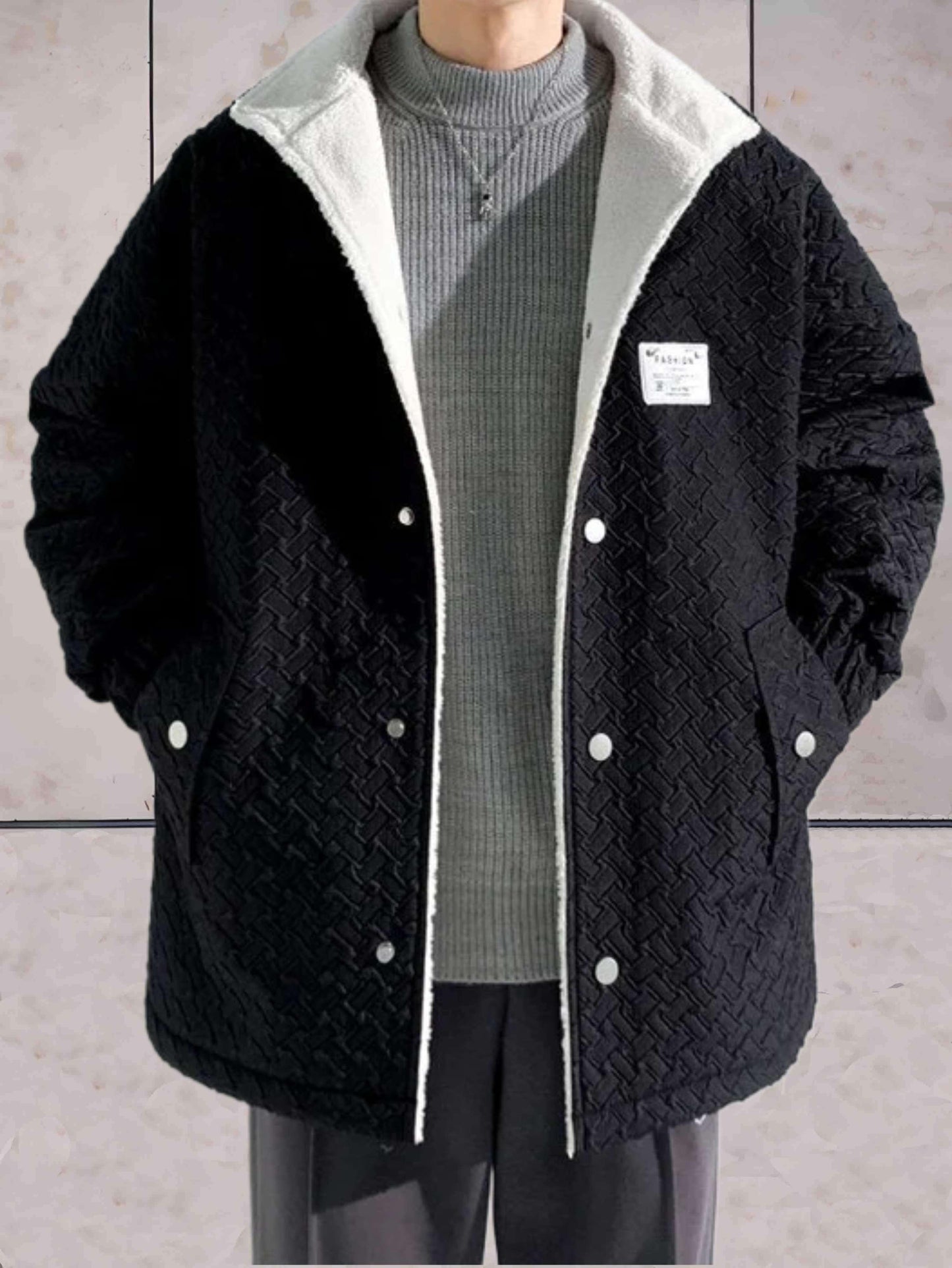 Nicholas - dik en warm gewatteerd fleecejack met zakken en knoopsluiting