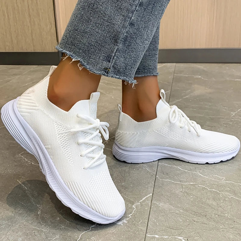 Bianka - grijze ademende vrouwen sneaker schoenen