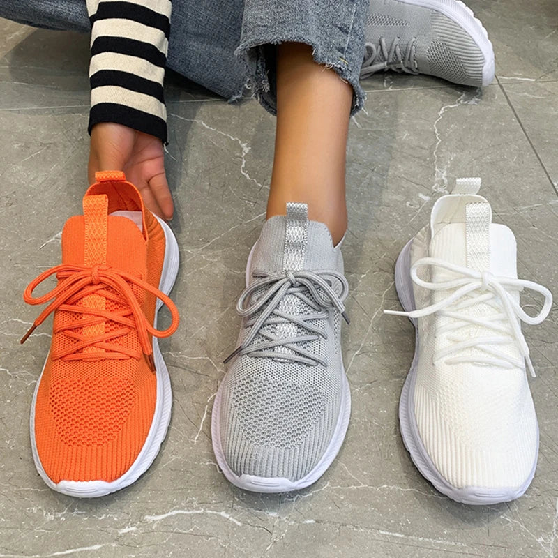 Bianka - grijze ademende vrouwen sneaker schoenen