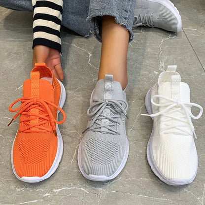 Bianka - grijze ademende vrouwen sneaker schoenen