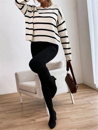 Pippa - Chique en Casual Herfst Gestreepte Oversized Trui voor Vrouwen