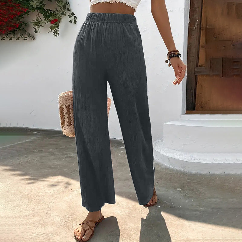 Casual broek met wijde pijpen