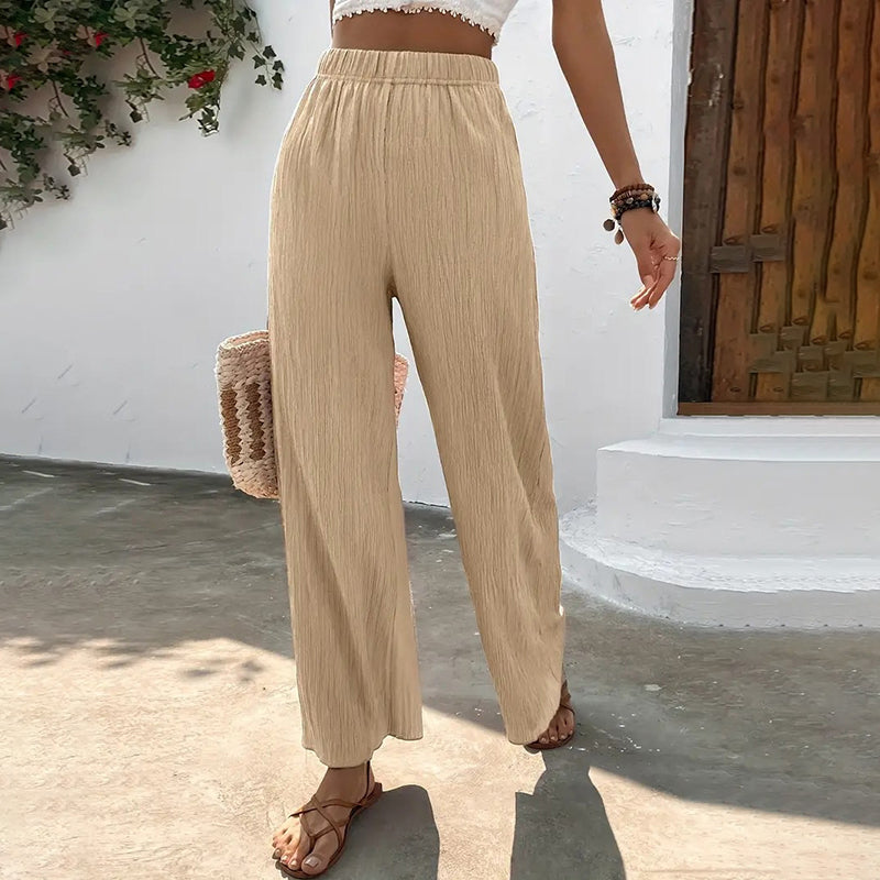 Casual broek met wijde pijpen