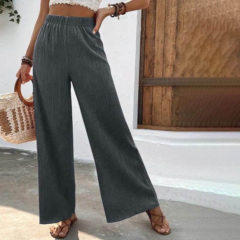 Casual broek met wijde pijpen
