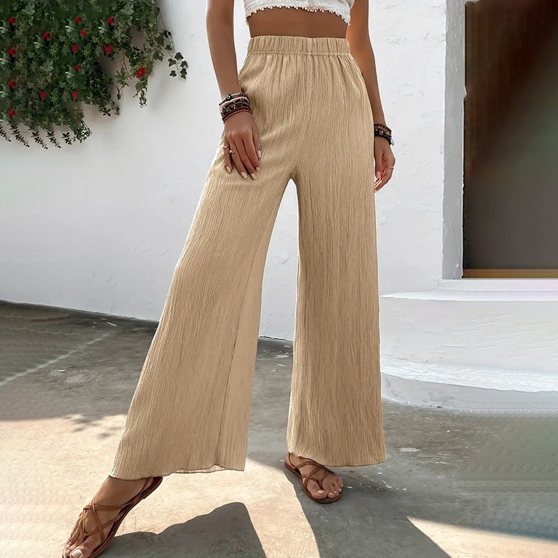 Casual broek met wijde pijpen