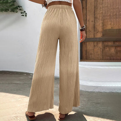 Casual broek met wijde pijpen