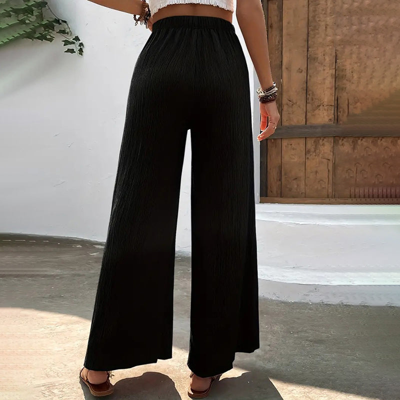 Casual broek met wijde pijpen