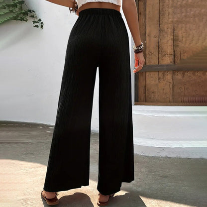 Casual broek met wijde pijpen
