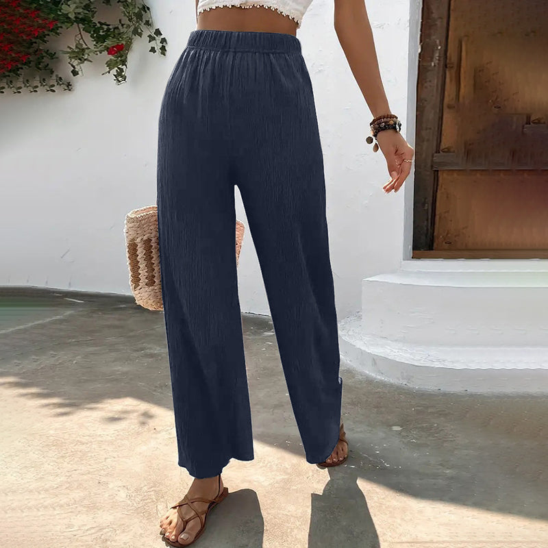 Casual broek met wijde pijpen