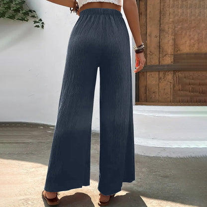 Casual broek met wijde pijpen