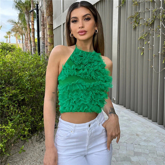 Groene fluffy crop top