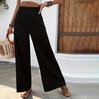 Casual broek met wijde pijpen