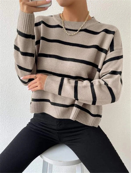 Pippa - Chique en Casual Herfst Gestreepte Oversized Trui voor Vrouwen