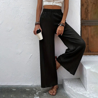 Casual broek met wijde pijpen