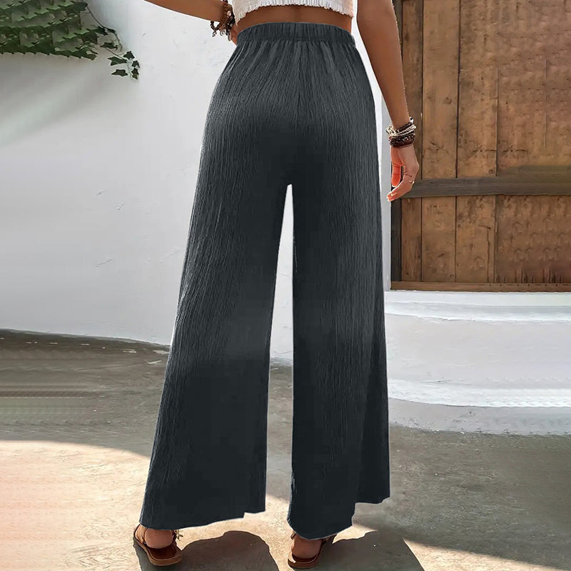 Casual broek met wijde pijpen