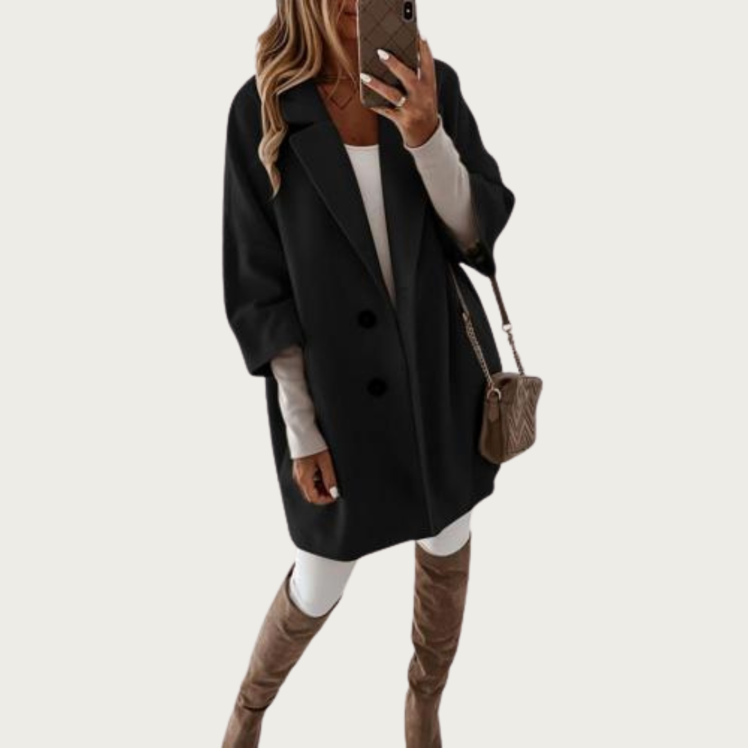 COSS Mantel | Elegante trendy oversized double breasted lange jas voor vrouwen