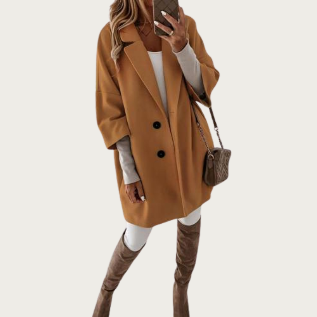 COSS Mantel | Elegante trendy oversized double breasted lange jas voor vrouwen
