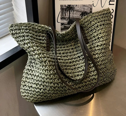 Ecochic | stijlvolle geweven shopper met lange handvatten