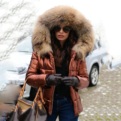 Dames winterjas met bont capuchon