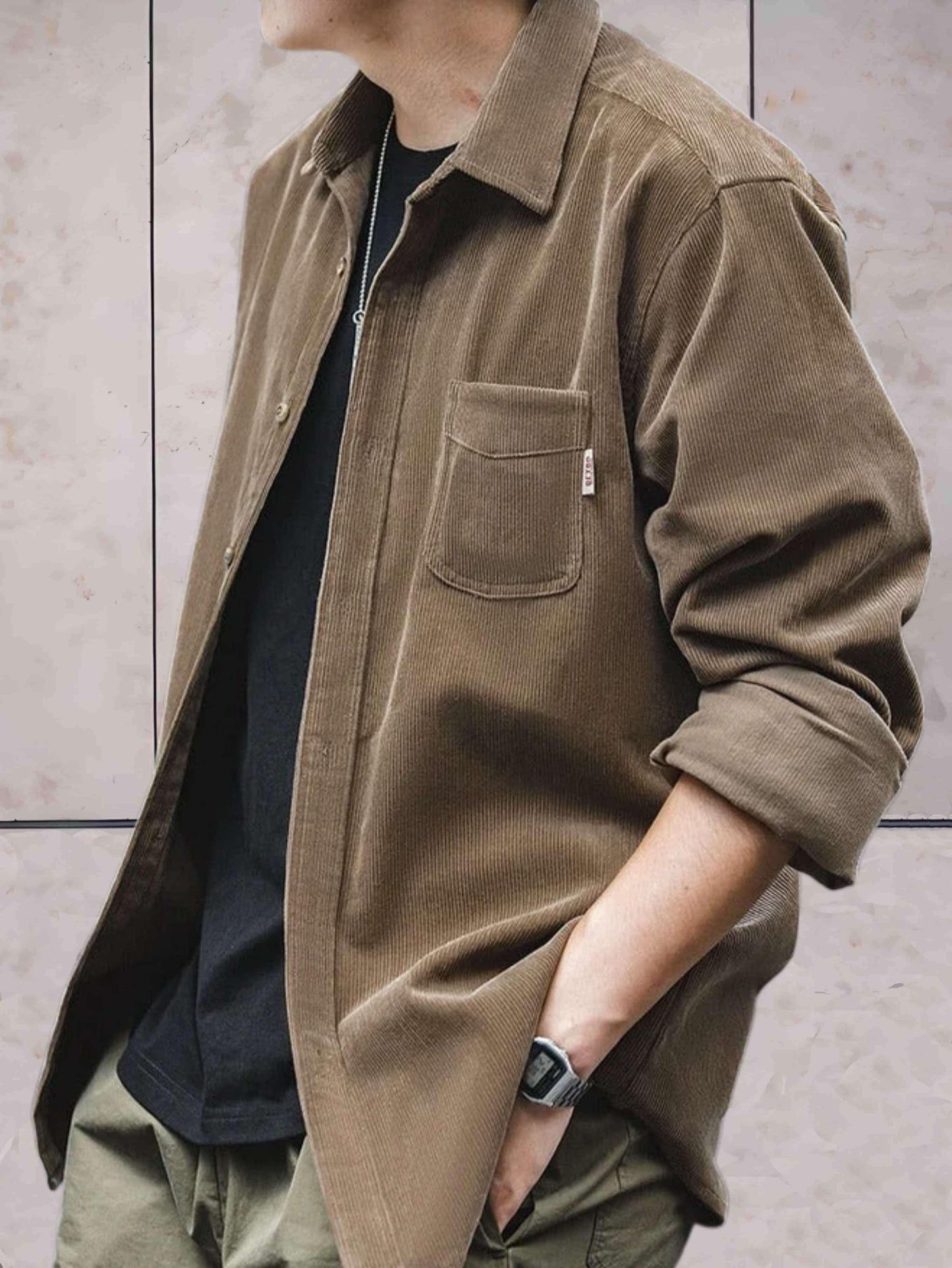 Ralph -  eenvoudig corduroy jack met een borstzak en knoopsluiting