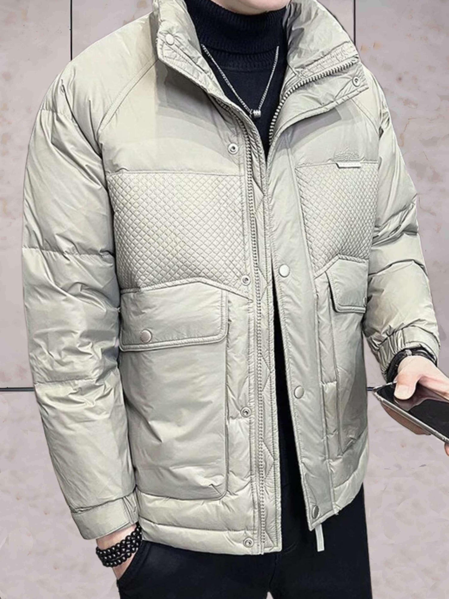 Rody - casual en warm gewatteerd bomberjack met hoge hals, rits en knoopsluiting