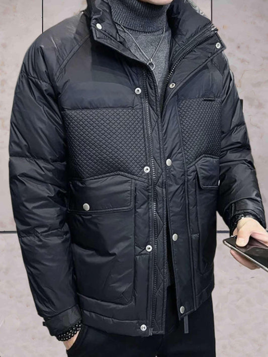 Rody - casual en warm gewatteerd bomberjack met hoge hals, rits en knoopsluiting