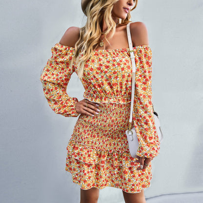 Off-shoulder jurk met bloemenprint