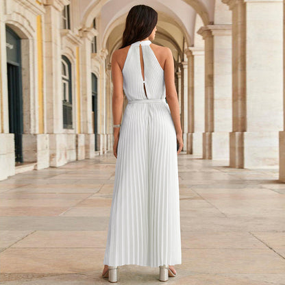 Witte plissé jumpsuit
