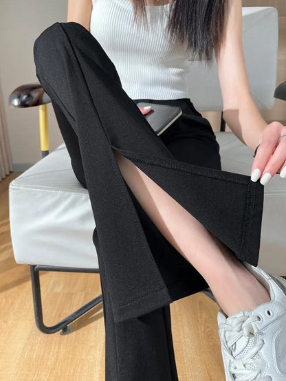 ModeParisienne® Nienna - Zwarte Broek met Split in Grote Maten