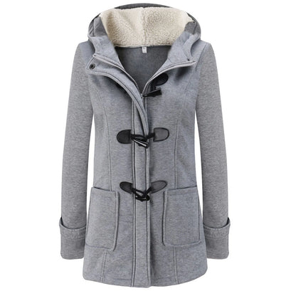 Nadine Mantel | Casual Retro lange wollen winterjas met capuchon voor dames