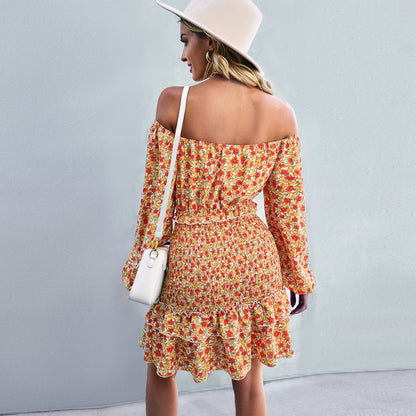 Off-shoulder jurk met bloemenprint