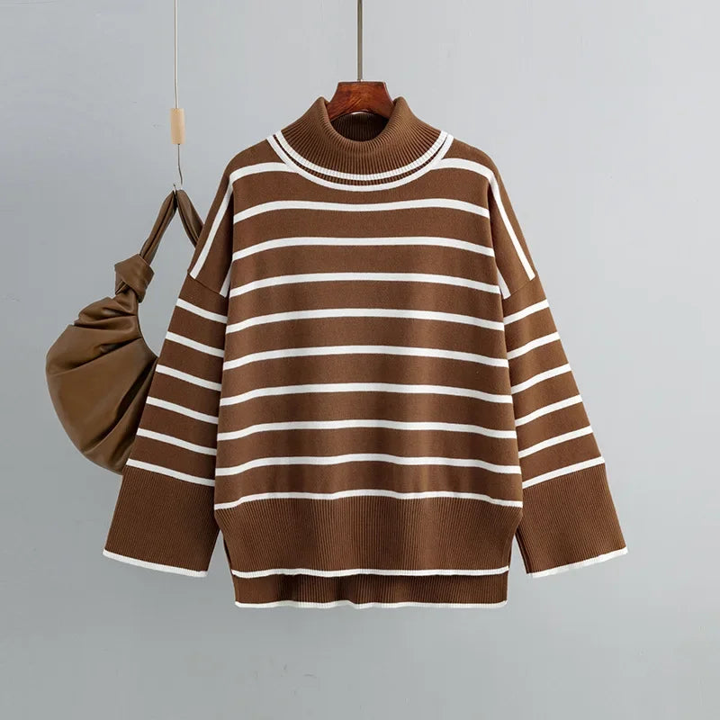 Avery Casual Trui | Vintage gebreide gestreepte dames trui