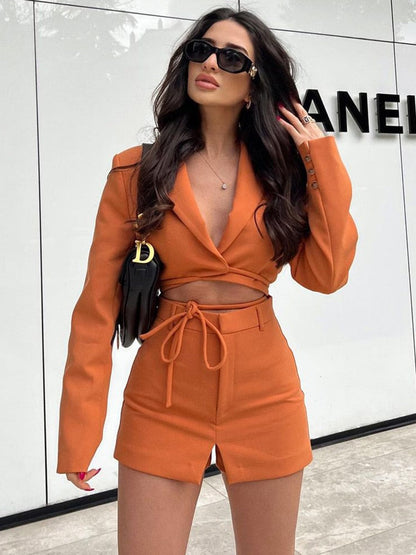 Two piece set cropped blazer