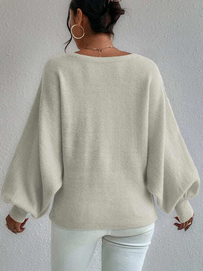 Witte oversized trui met pofmouwen