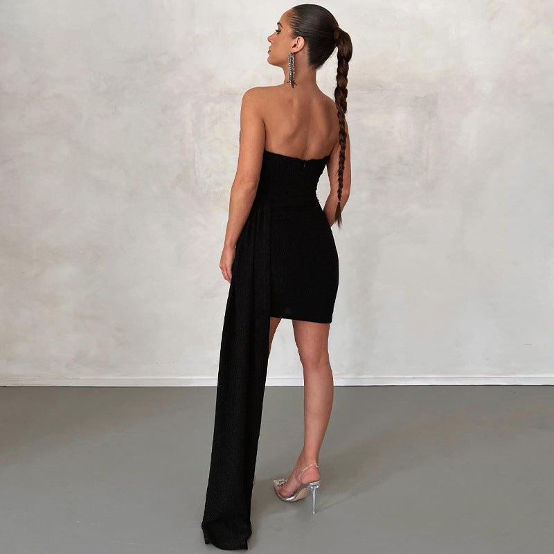 Strapless glitterjurk