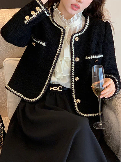 Florene - Tweed blazer - vintage stijl met franjes