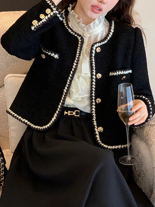 Florene - Tweed blazer - vintage stijl met franjes