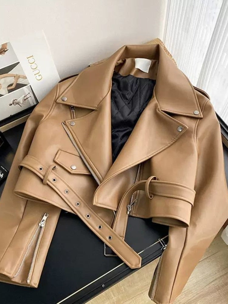 Cropped leren jas
