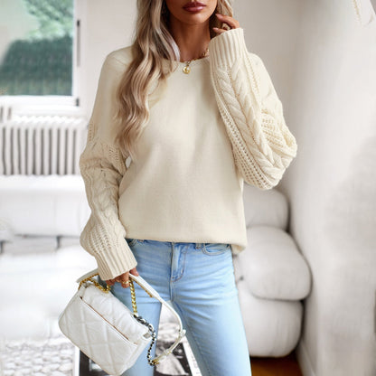 Beige trui met knitted mouwen