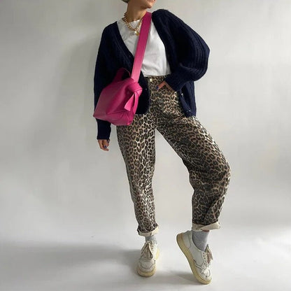 Isabell - Vintage-Jeans met Luipaardprint